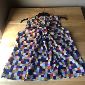 Patterned trapeze-esque tie top ModCloth